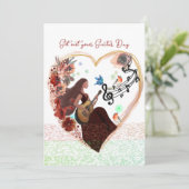 Haal je gitaar wit eruit feestdagenkaart (Staand voorkant)