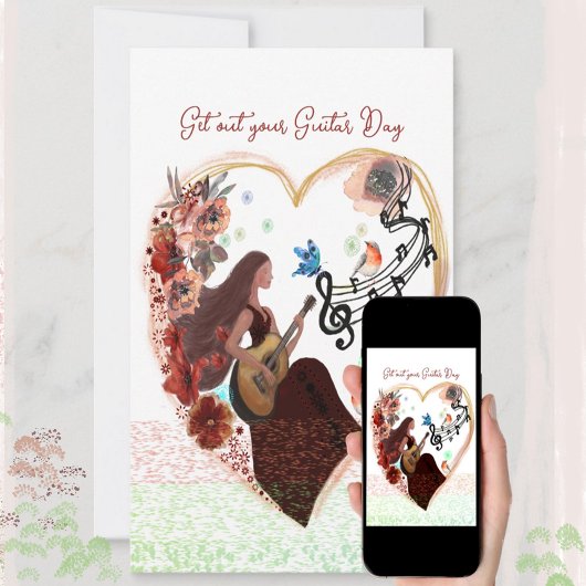 Haal je gitaar wit eruit feestdagenkaart