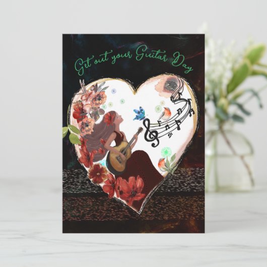 Haal je Guitar Day Dark eruit Feestdagenkaart (Staand voorkant)