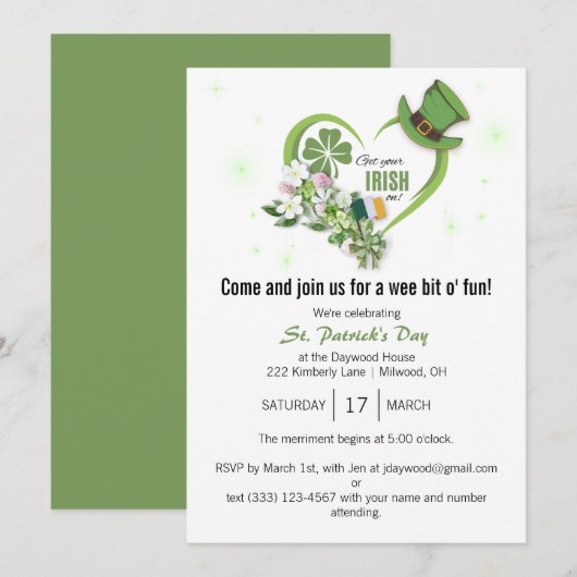 Haal je Ieren aan! St. Patrick's Day Party Invite Kaart (Voorkant / Achterkant)