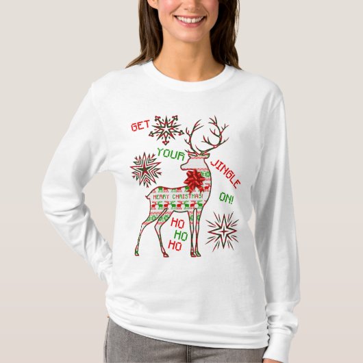 Haal je Jingle op de Ugly KerstSweater T-shirt (Voorkant)