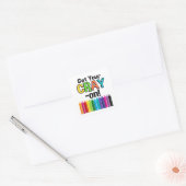 Haal je kraak op de regenboogkunst vierkante sticker (Envelop)