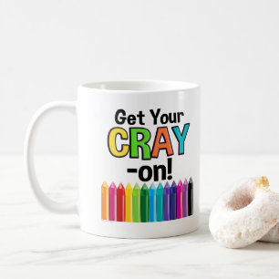 Haal je kraak op Rainbow Crazy Crayon Art leraar Koffiemok