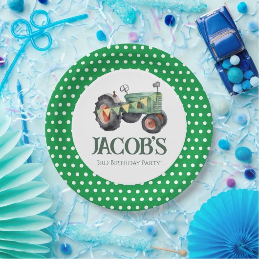 Haal je tractor 3e verjaardag papieren bordje (Feest)