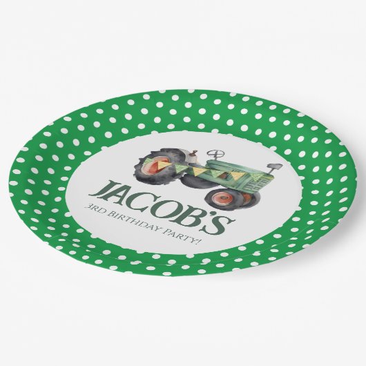 Haal je tractor 3e verjaardag papieren bordje (Gekanteld)