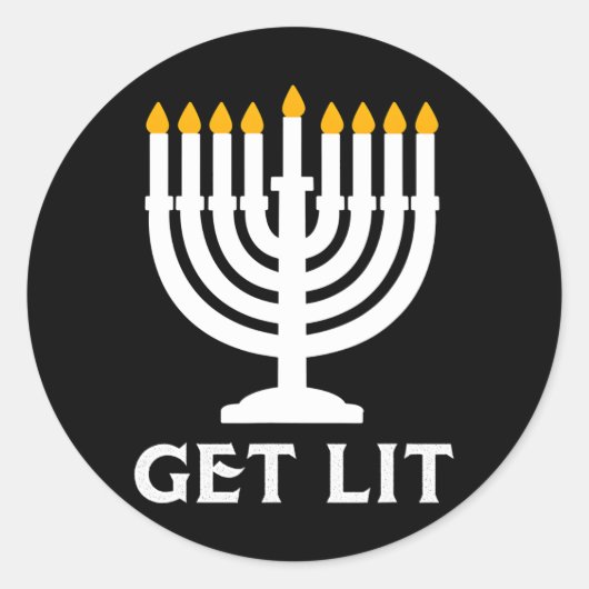 Haal Lit Hanukkah Menorah Ronde Sticker (Voorkant)