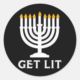 Haal Lit Hanukkah Menorah Ronde Sticker