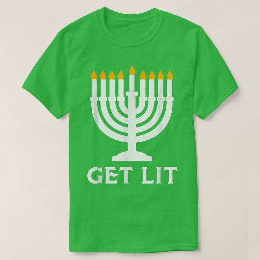 Haal Lit Hanukkah Menorah T-shirt (Design voorkant)