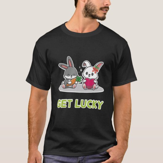 Haal Lucky Four Leaf Clover Bunny Easter Day Egg H T-shirt (Voorkant)
