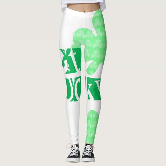 Haal Lucky L Clover Shamrocks St Patty W Leggings (Voorkant)