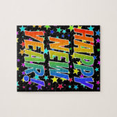 "HAAL NIEUW JAAR!" Rainboogtekst, sterpatroon Legpuzzel (Horizontaal)