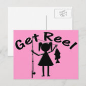 Haal Reel - Kleine meisjes Gevist Briefkaart (Voorkant / Achterkant)