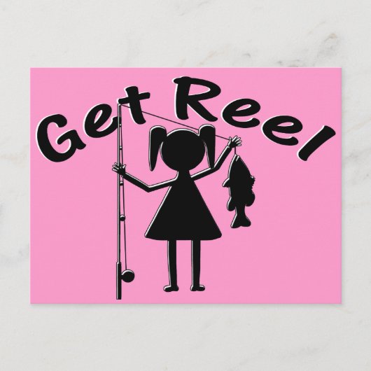 Haal Reel - Kleine meisjes Gevist Briefkaart (Voorkant)