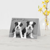 Haal snel de Puppies van Boston Terrier Kaart (Gele Bloem)