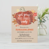 Haal uw Fat Pants Klaar Uitnodiging de Thanksgivin (Staand voorkant)