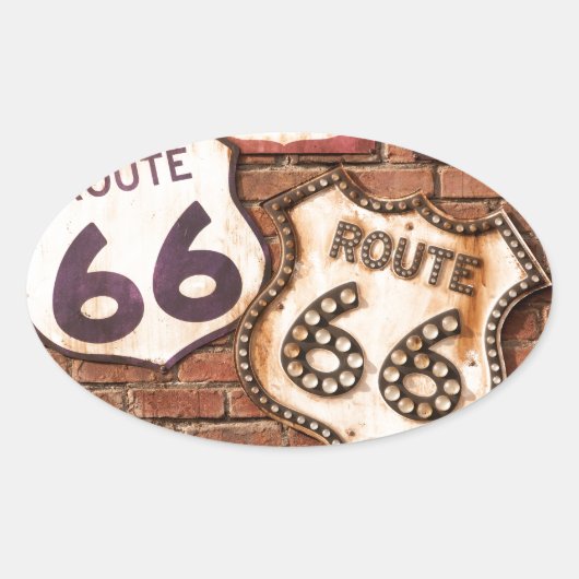 Haal uw pictogrammen op route 66 ovale sticker (Voorkant)
