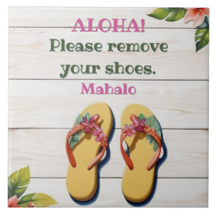 Haal uw schoenen uit Hawaiaanse stijl teenslippers Tegeltje