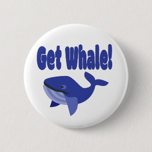 Haal walvis, haal Funny Pun. Ronde Button 5,7 Cm