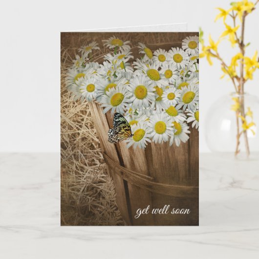 Haal weldra uw handen in uw mand met vlinder kaart (Gele Bloem)