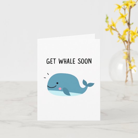 Haal Whale Soon Whale Pun Kaart (Gele Bloem)