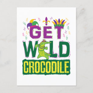 Haal Wild Crocodile Mardi Gras Alligator Briefkaart