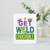 Haal Wild Crocodile Mardi Gras Alligator Briefkaart (Staand voorkant)