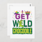 Haal Wild Crocodile Mardi Gras Alligator Briefkaart (Voorkant / Achterkant)