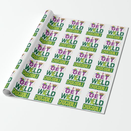 Haal Wild Crocodile Mardi Gras Alligator Cadeaupapier (Uitgerold)