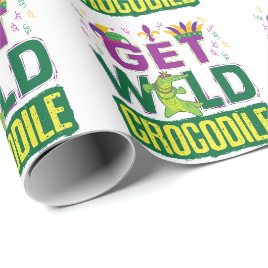 Haal Wild Crocodile Mardi Gras Alligator Cadeaupapier (Rol Hoek)