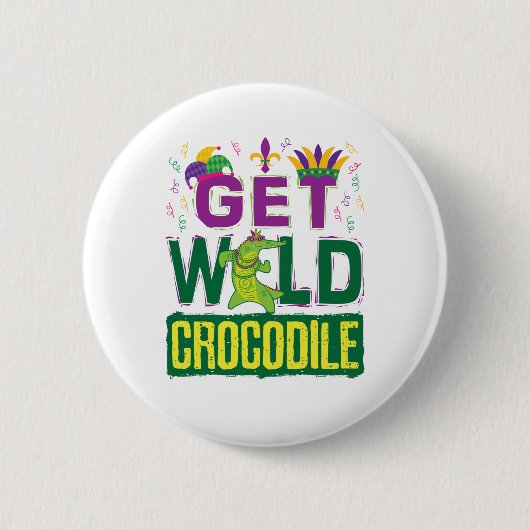 Haal Wild Crocodile Mardi Gras Alligator Ronde Button 5,7 Cm (Voorkant)