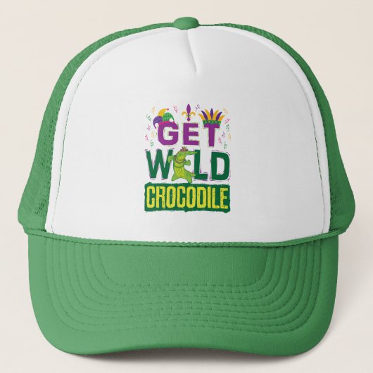 Haal Wild Crocodile Mardi Gras Alligator Trucker Pet (Voorkant)