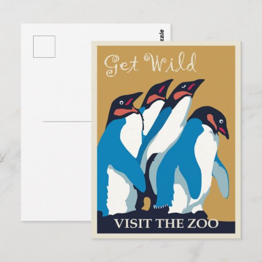 Haal Wild, pinguïns Briefkaart (Voorkant / Achterkant)
