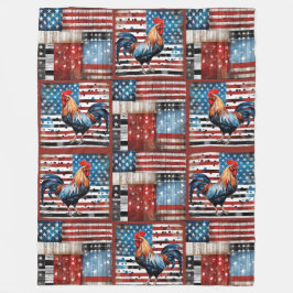 Haan Amerikaanse Vlag Folk art quilt Fleece Deken