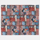 Haan Amerikaanse Vlag Folk art quilt Fleece Deken (Voorkant (Horizontaal))
