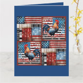 Haan Amerikaanse Vlag Folk art quilt Kaart (Gele Bloem)