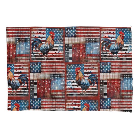 Haan Amerikaanse Vlag Folk art quilt Kussensloop (Voorkant)