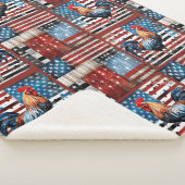 Haan Amerikaanse Vlag Folk art quilt Sherpa Deken (3/4)