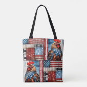 Haan Amerikaanse Vlag Volkskunst Tote Bag (Achterkant)