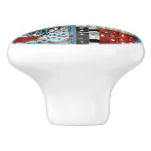 Haan Amerikaanse volkskunst Vlag Quilt Keramische Knop (Zijkant)