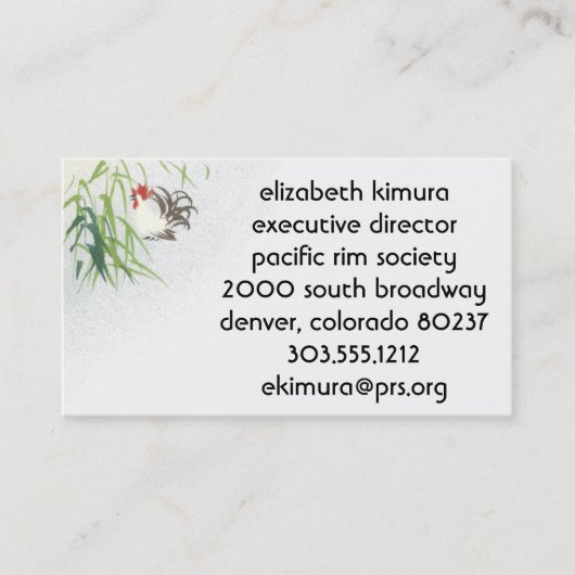  haan Aziatische stijl Visitekaartjes (Voorkant)