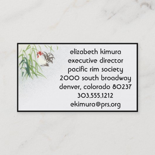 haan Aziatische stijl Visitekaartjes Border (Voorkant)