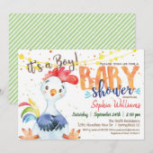 Haan Baby Shower uitnodiging, Jongen, Boerderij Kaart (Voorkant / Achterkant)