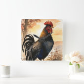 Haan bij Sunrise Vierkante Klok (Huis)