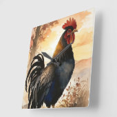 Haan bij Sunrise Vierkante Klok (Hoek)