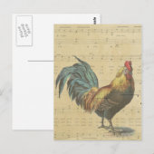  Haan Blad Muzieknoten Rustiek Land Briefkaart (Voorkant / Achterkant)