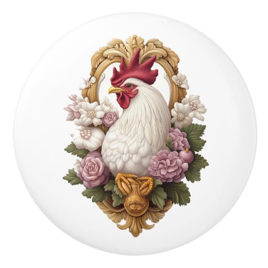 Haan & bloemen Heraldic Crest Keramische Knop (Voorkant)