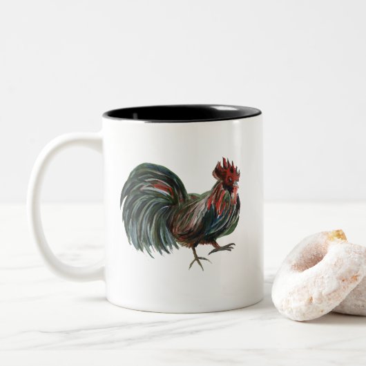 Haan Boerderij Illustratie Mok (Met donut)