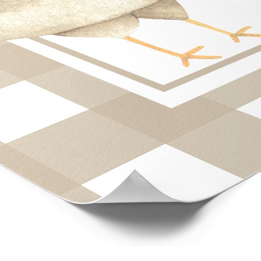 Haan Chick 1e verjaardagsfeestje Poster (Hoek)