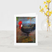 Haan Chicken Art Print Note Kaart-Blank Kaart (Gele Bloem)