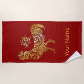 Haan Chinese Zodiac Horoscoop Constellatie Strandlaken (Voorkant)